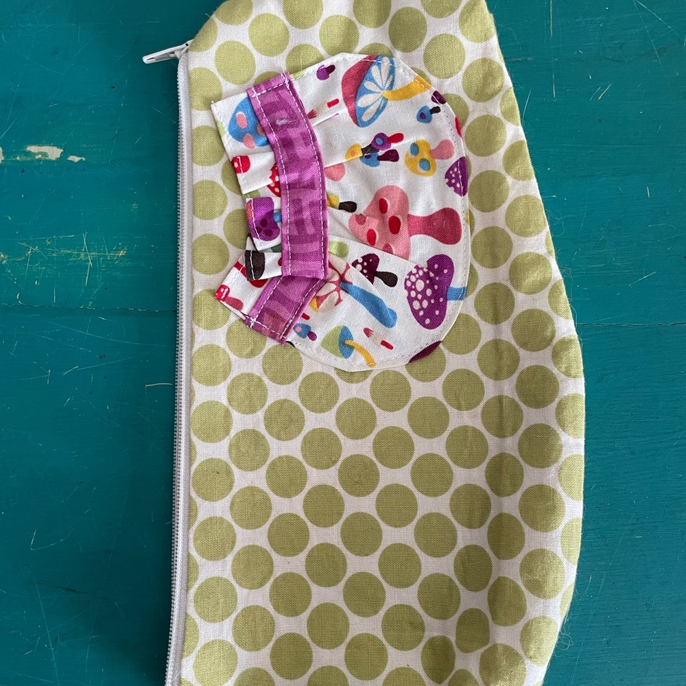 Handmade JuJu Green Polka Dot Kids Pouch